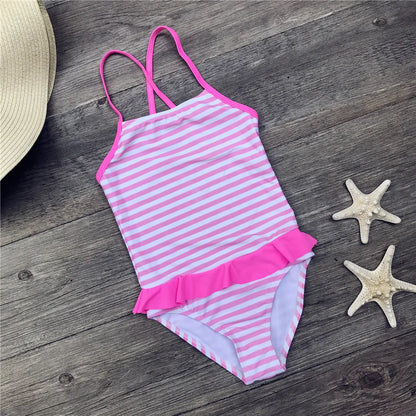 5-12Y Swimming Suit For Girl One Piece Swimsuits Star Pattern Kids Bodysuit Children Girl Swimwear Child Bathing Suits Beachwear