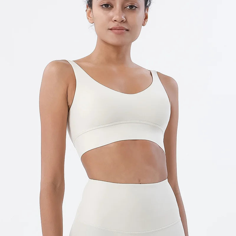 Nylon Bra Top Women Gym Tight Sports Bra Fitness Yoga Women's Underwear Chest Pad Removable Anti-shake Bra 15 Colors