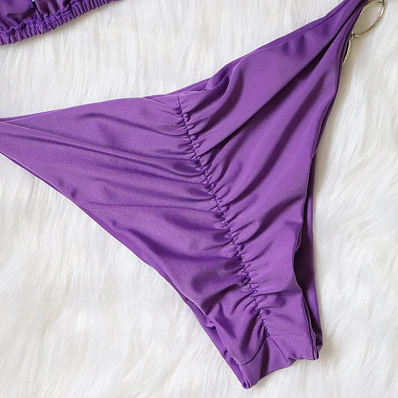 Halter Diamond Bikini Women Swimsuit Female Metal Chains Swimwear Two Pieces Bikini set Brazilian Bather Bathing Suit Swim