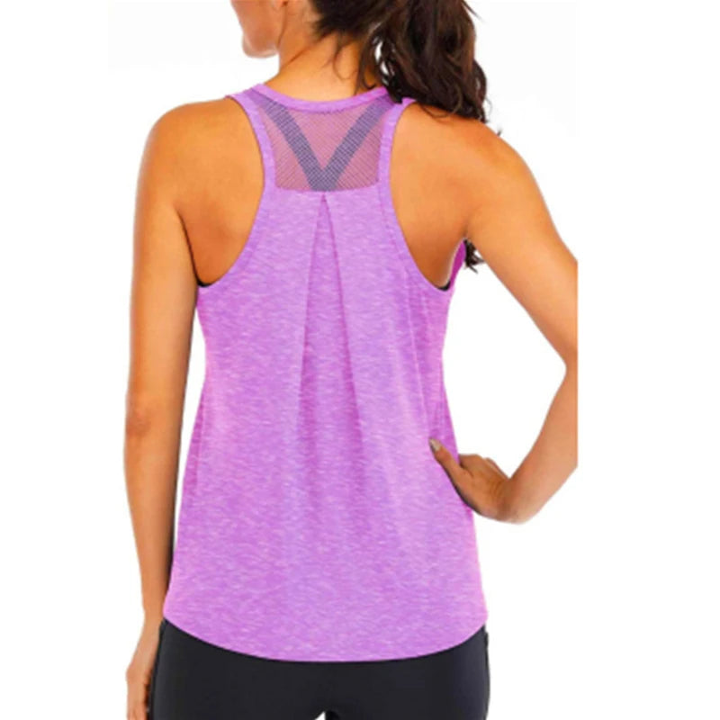 Yoga Shirt Female Style T-Shirt Loose Fitness Tops Vest Women Sleeveless Sport Tee Quick-Drying Gym Running Workout Blouse