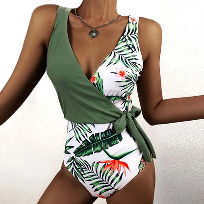 Black Print One-Piece Swimsuit Closed Female Swimwear Push Up Body Women's Swim Wear Bathing Suit Beach Pool Bather