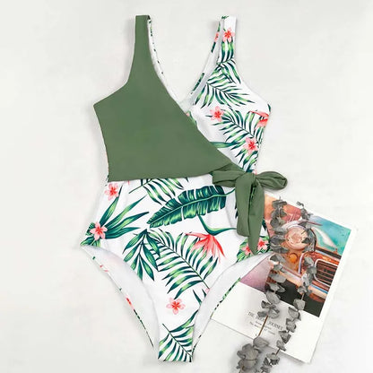 Black Print One-Piece Swimsuit Closed Female Swimwear Push Up Body Women's Swim Wear Bathing Suit Beach Pool Bather
