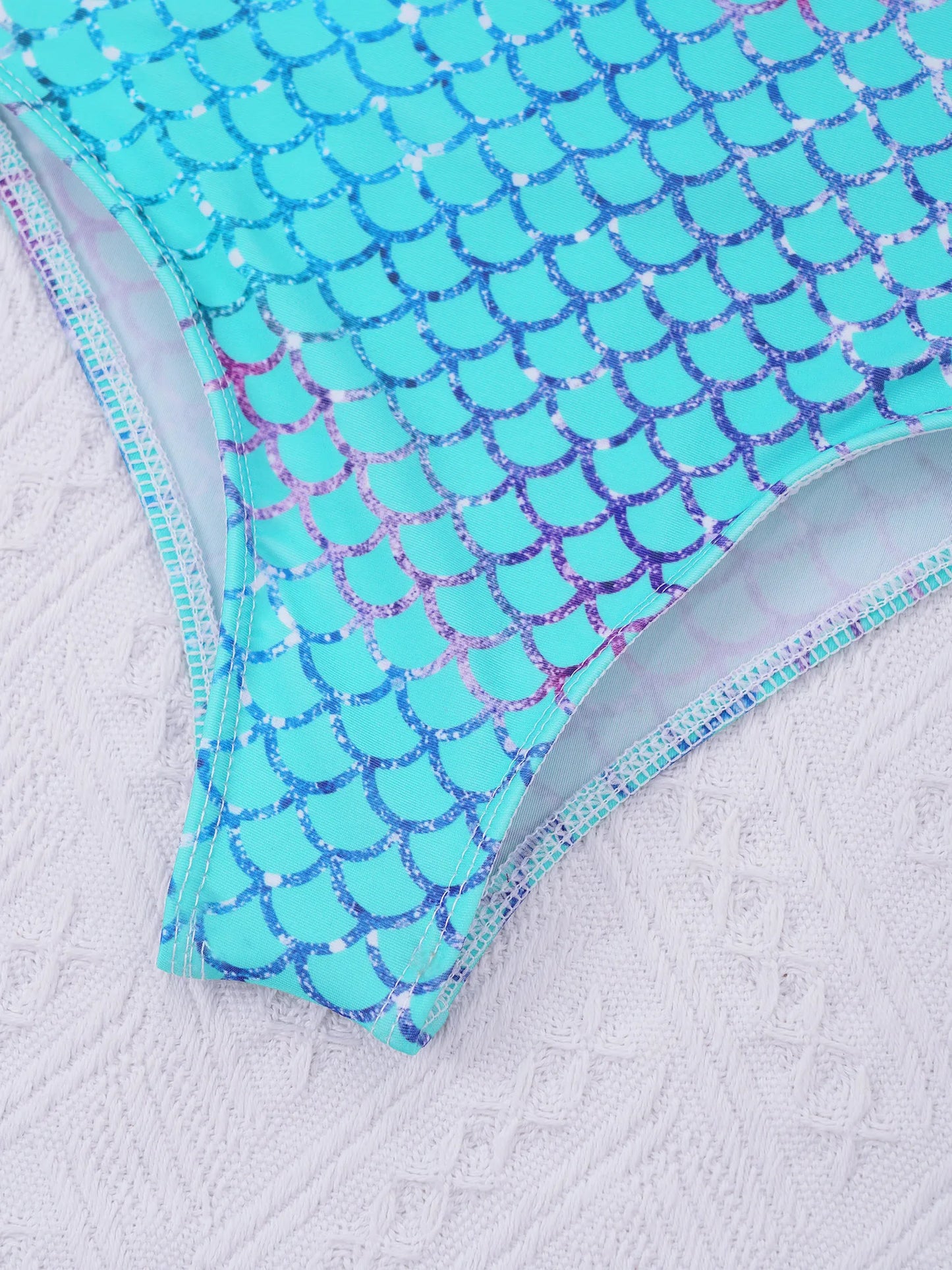 Little Girls Mermaid Fish Scales Swimsuit Sleeveless Cartoon Print One-piece Swimwear Summer Beachwear Bathing Suit