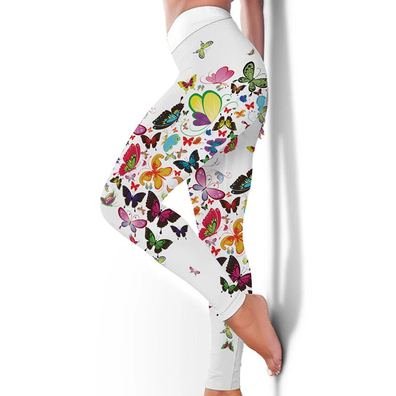 Gym Sports Multi Prints Available Leggings For Women Birds & Butterflies