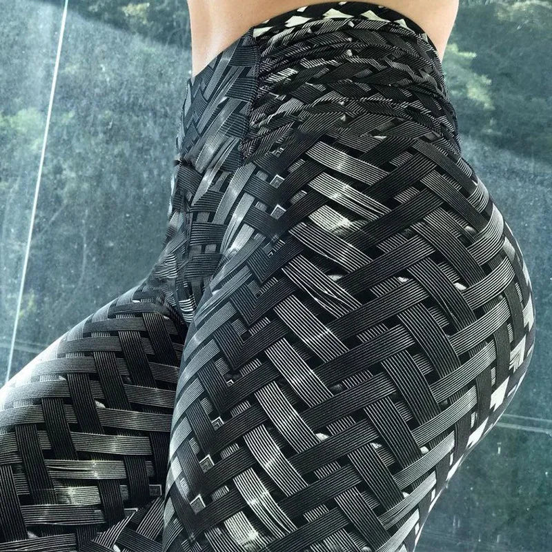 Womens Yoga 3D Printed Leggings Stretchy Female Push Up Running Fitness Pants High Waist Compression Tights Sport Pants