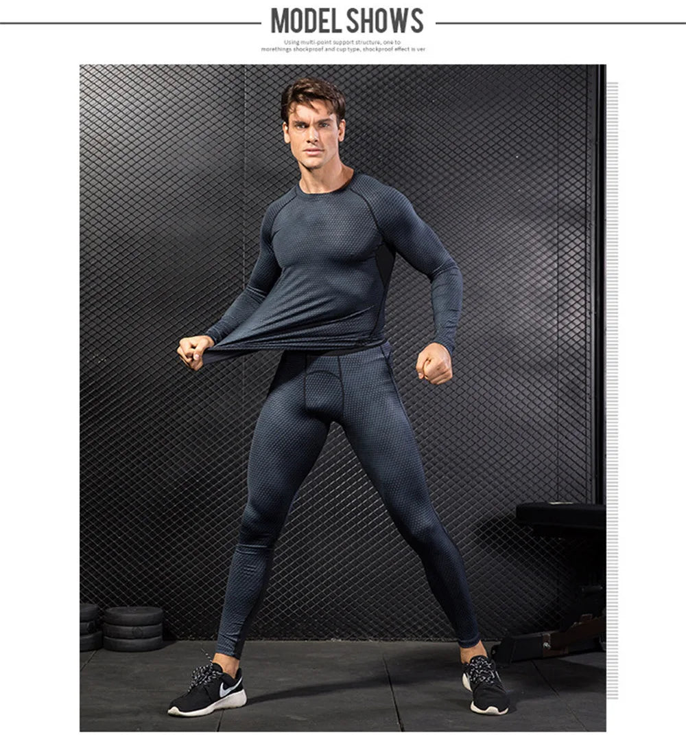 Men Running Shirt Compression Quick Dry Breathable Gym Shirt Elastic Sweat Sport Shirt Fitness Men Clothing Rashguard Male Tops