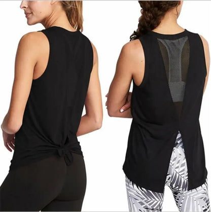 Women Yoga Shirts Tank Top Gym Sports Running Athletic Active Stretch Workout Vest Quick Drying Clothes Breathable Gauze