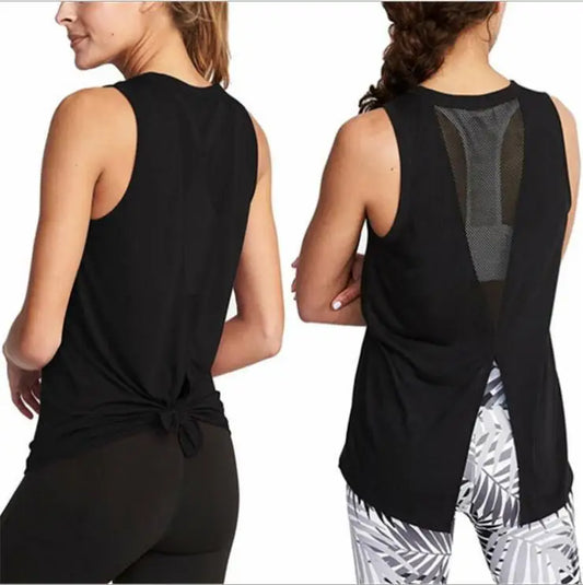 Women Yoga Shirts Tank Top Gym Sports Running Athletic Active Stretch Workout Vest Quick Drying Clothes Breathable Gauze