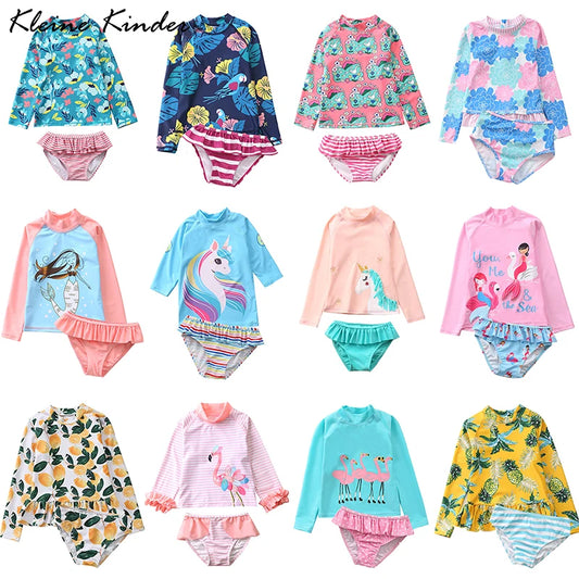 Baby Swimwear and Surfwear Long Sleeve Bathing Suit Toddler Girls Unicorn Mermaid Swimsuit Kids Swimming Suits for Children