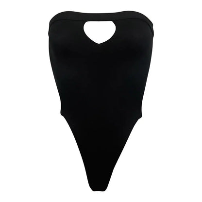 One Piece Swimsuit  Arrival Strapless High Leg Backless Swimwear Women Solid Bodysuit Monokini Swim Suit