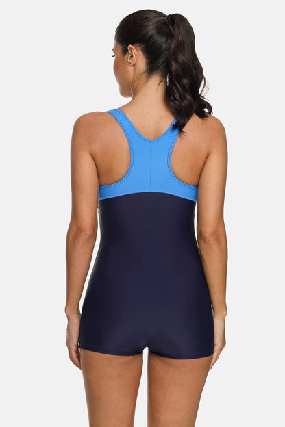 Women One Piece Sports Swimsuit Ladies Athletic Swimwear Racerback Padded Bikini Boyleg Beach Wear Bathing Suits