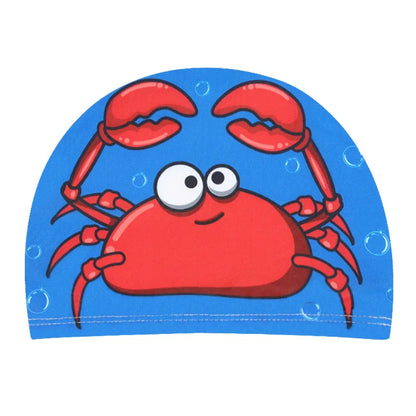 Children Cartoon Swimming Cap Kids Elastic Fabric Swimming Pool Water Sport Protect Ears Hat Swim Bathing Hats Caps Boys Girls