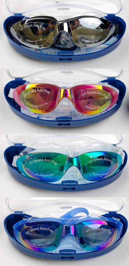 colorful Unisex coating mirrored swimming goggles adult water sportswear anti-fog anti-UV Waterproof swimming Glasses