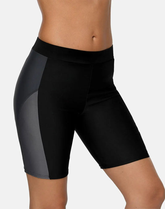 Attraco Women Sports Swimming Trunks Ladies Bikini Bottom Boy Shorts Swimwear Briefs Slim Patchwork Skinny Swim Shorts