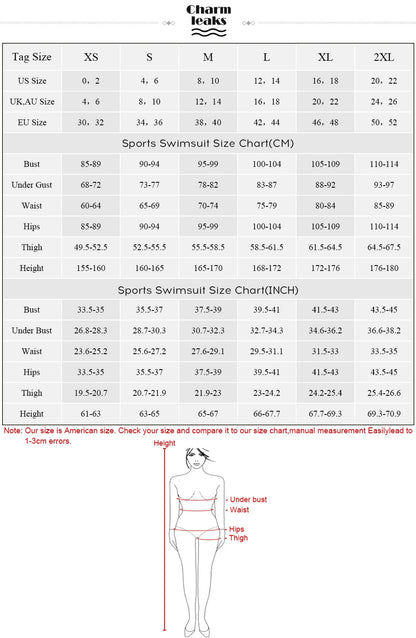 Charmleaks Ladies One Piece Sports Swimsuit Women Sports Swimwear Bikini Backless Beach Wear Bathing Suits Monokini