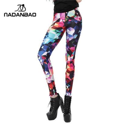 NADANBAO Fashion Women leggings 3D Printed color Leggings Ray fluorescence leggings pant legging for Woman