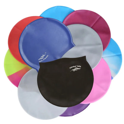 Waterproof Silicone Swim Caps Women Men High Elastic Flexible Protect Ears Hair Swimming Pool Hat for Adults Children Girls Boys