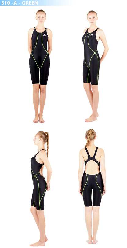 HXBY Professional Competition Knee Length Waterproof Chlorine Resistant Women's Swimwear Plus Size 5xl