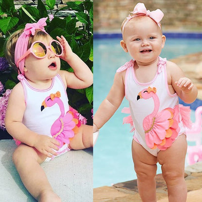 New Newborn Toddler Infant Baby Girl 3D Flamingo Romper Jumpsuit Outfits Lace Tutu Dress Clothes Sleeveless Sunsuit