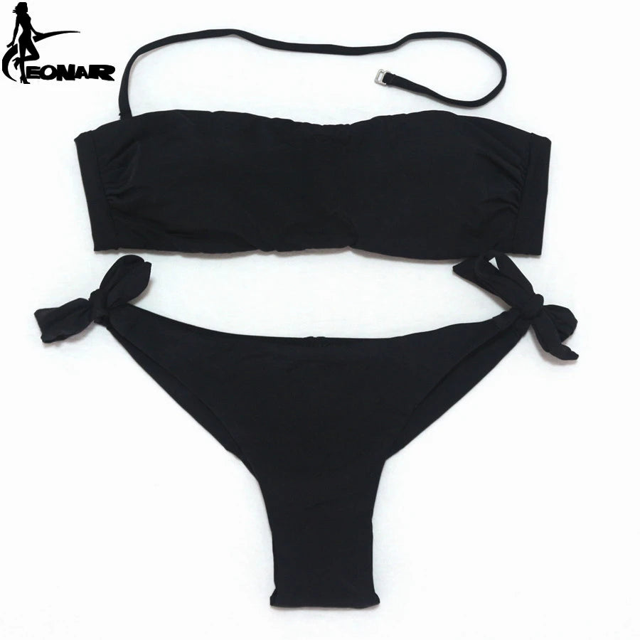 Bikini Solid Women Swimsuit  Brazilian Cut Bottom Bikini Set Push Up Swimwear Femme Bathing Suits Sport Beach Wear