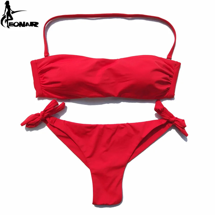 Bikini Solid Women Swimsuit  Brazilian Cut Bottom Bikini Set Push Up Swimwear Femme Bathing Suits Sport Beach Wear
