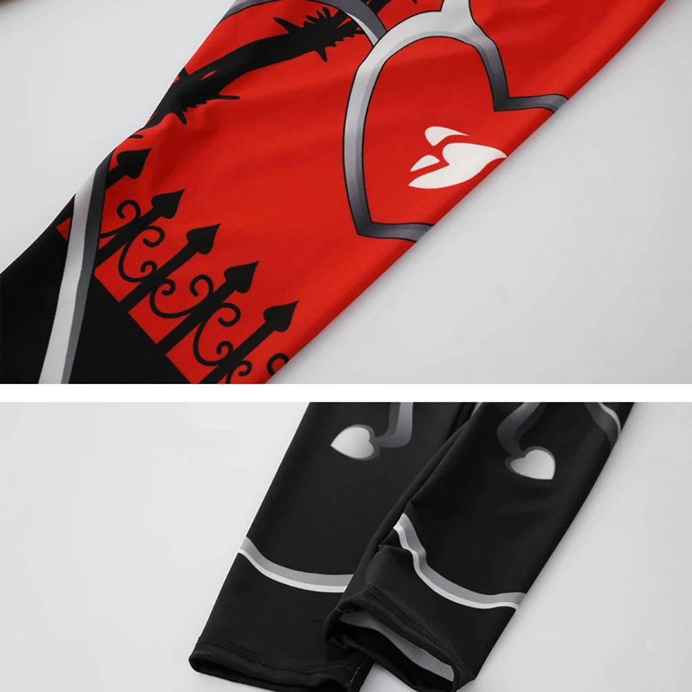 Heart Shape Digital Printing Nine Points Sport Trousers Fashion Women's Yoga High Waist Tight Hips Casual Leggings