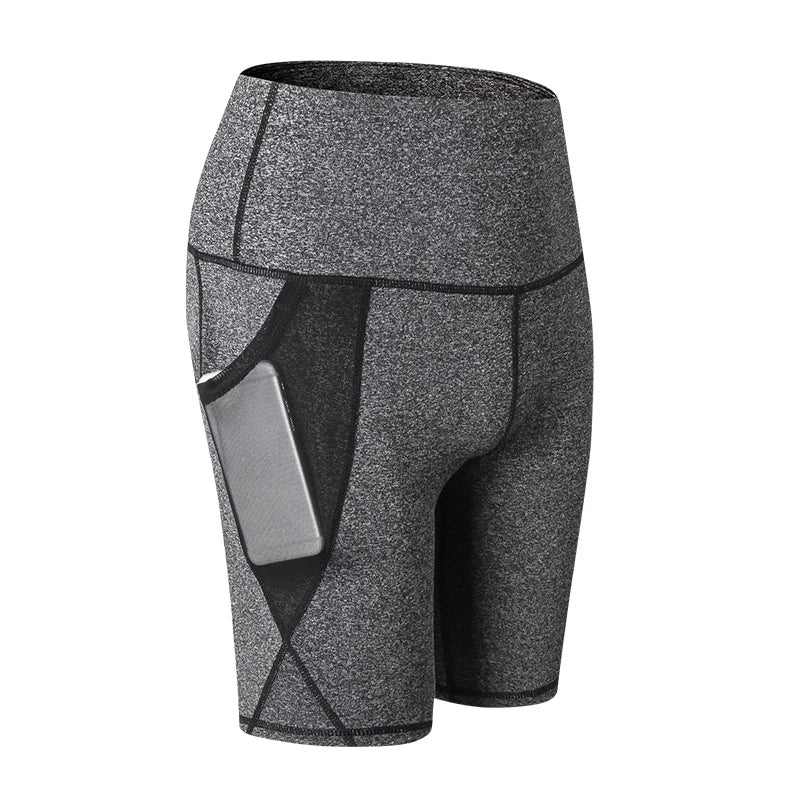 Gym Shorts Women High Waist Compression Quick Dry Yoga Shorts Fitness Running Push Up Shorts Pockets Design
