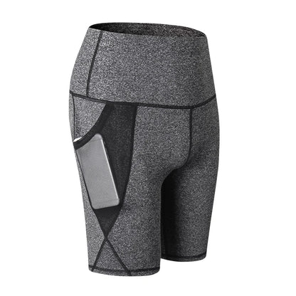 Gym Shorts Women High Waist Compression Quick Dry Yoga Shorts Fitness Running Push Up Shorts Pockets Design