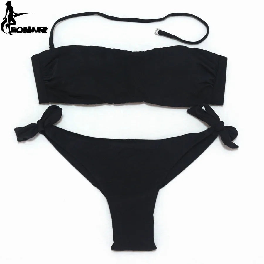 Bikini Solid Women Swimsuit  Brazilian Cut Bottom Bikini Set Push Up Swimwear Femme Bathing Suits Sport Beach Wear