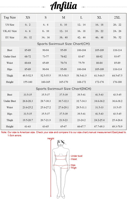 Anfilia Women One Piece Swimsuit Printed Sport Swimwear Ladies Colorblock Bathing Suit Monokini Bikini