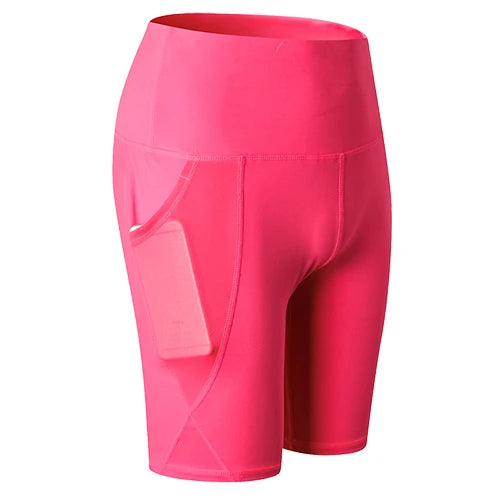 Gym Shorts Women High Waist Compression Quick Dry Yoga Shorts Fitness Running Push Up Shorts Pockets Design