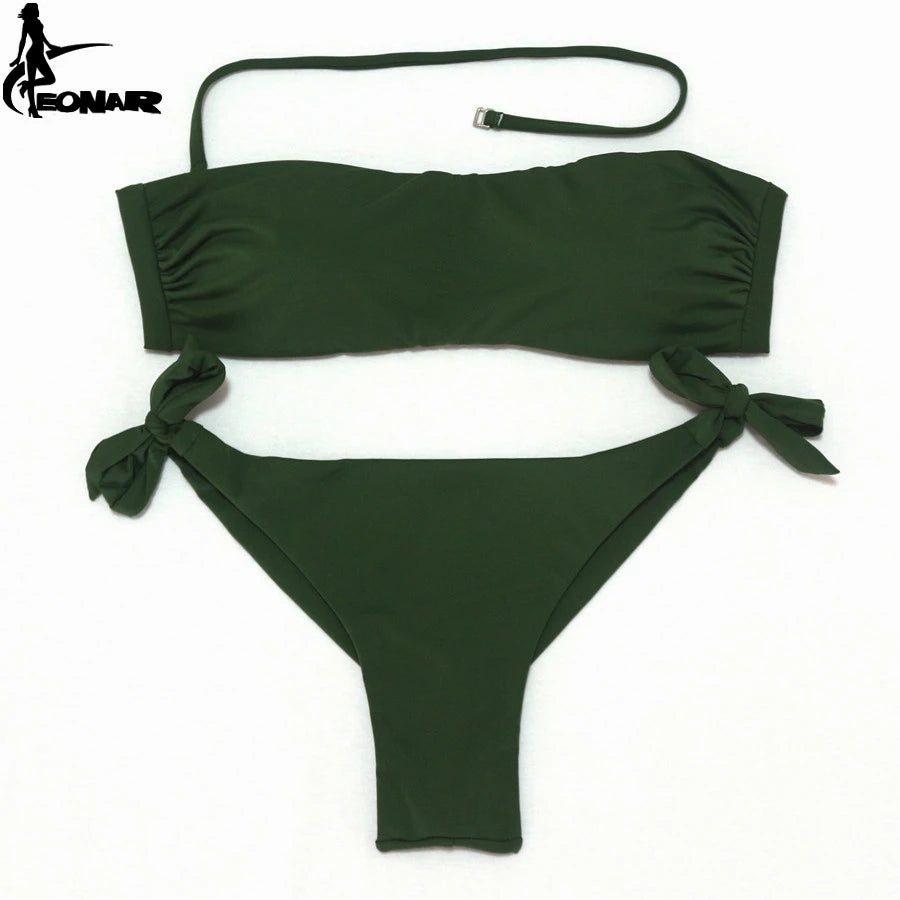 Bikini Solid Women Swimsuit  Brazilian Cut Bottom Bikini Set Push Up Swimwear Femme Bathing Suits Sport Beach Wear