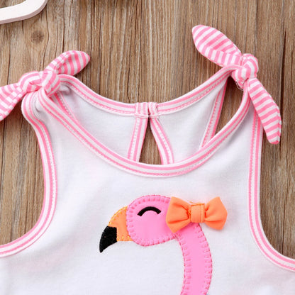 New Newborn Toddler Infant Baby Girl 3D Flamingo Romper Jumpsuit Outfits Lace Tutu Dress Clothes Sleeveless Sunsuit