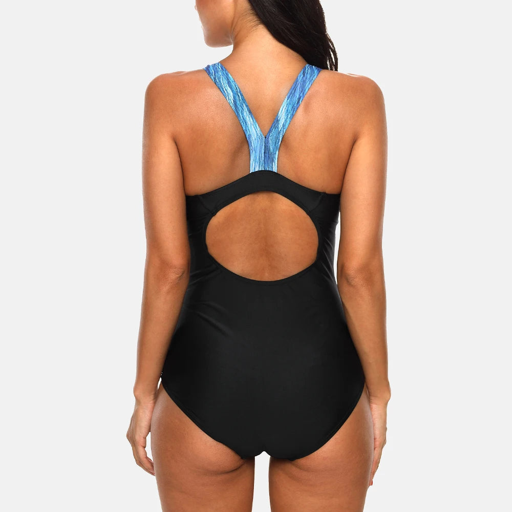 Charmleaks Ladies One Piece Sports Swimsuit Women Sports Swimwear Bikini Backless Beach Wear Bathing Suits Monokini