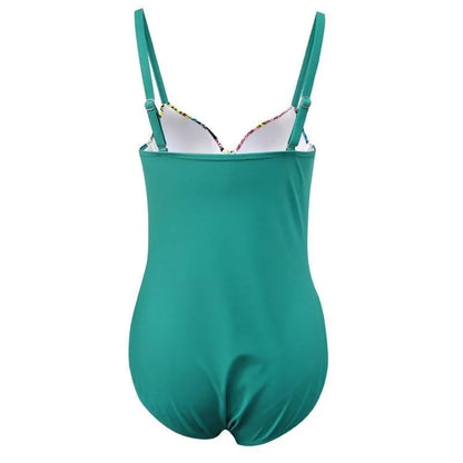 One Piece Swimsuit Closed Large Size Print Swimwear Women Flower Push Up Swimsuits Body Female Beach Bathing Suit XXL