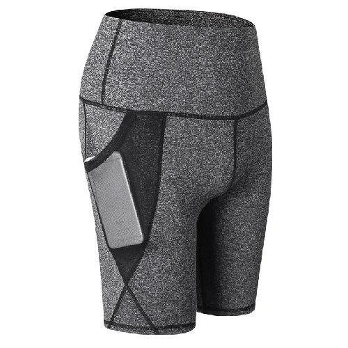 Gym Shorts Women High Waist Compression Quick Dry Yoga Shorts Fitness Running Push Up Shorts Pockets Design