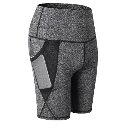 Gym Shorts Women High Waist Compression Quick Dry Yoga Shorts Fitness Running Push Up Shorts Pockets Design