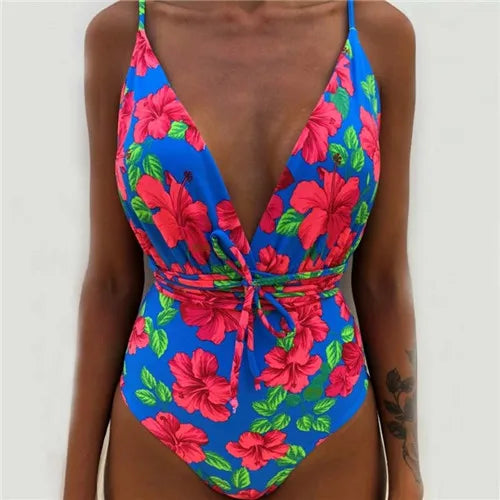 9 Color Options Print One Piece Swimwear Women Beach Monokini Swimsuit Trikini
