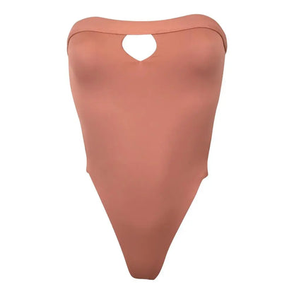 One Piece Swimsuit  Arrival Strapless High Leg Backless Swimwear Women Solid Bodysuit Monokini Swim Suit