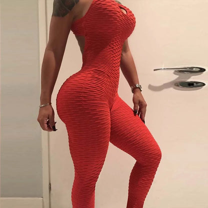 White, Black Color Folding Push Up Fitness Rompers Womens Jumpsuit Backless Halter Across Playsuit Bodysuit