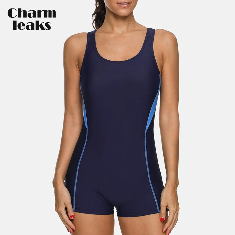 Women One Piece Sports Swimsuit Ladies Athletic Swimwear Racerback Padded Bikini Boyleg Beach Wear Bathing Suits