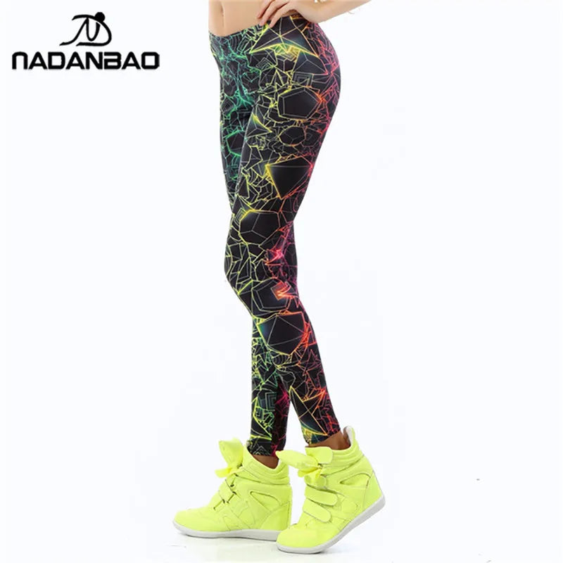NADANBAO Fashion Women leggings 3D Printed color Leggings Ray fluorescence leggings pant legging for Woman