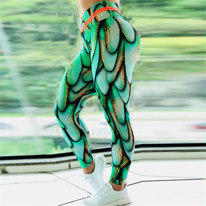 NADANBAO Sporting Leggings Women Green Wings Print Pants Multi Designs