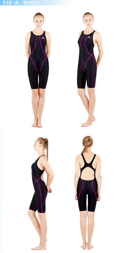 HXBY Professional Competition Knee Length Waterproof Chlorine Resistant Women's Swimwear Plus Size 5xl