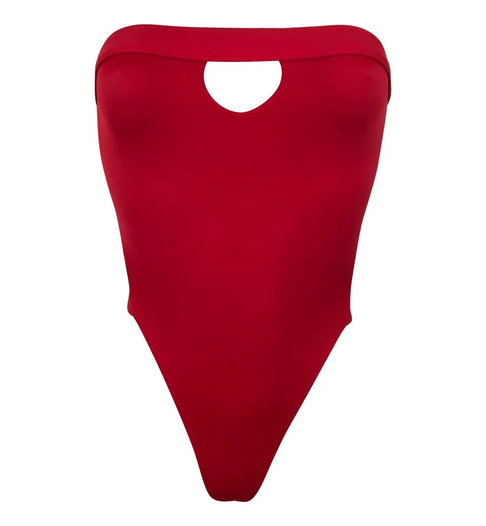 One Piece Swimsuit  Arrival Strapless High Leg Backless Swimwear Women Solid Bodysuit Monokini Swim Suit
