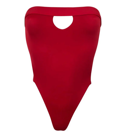 One Piece Swimsuit  Arrival Strapless High Leg Backless Swimwear Women Solid Bodysuit Monokini Swim Suit