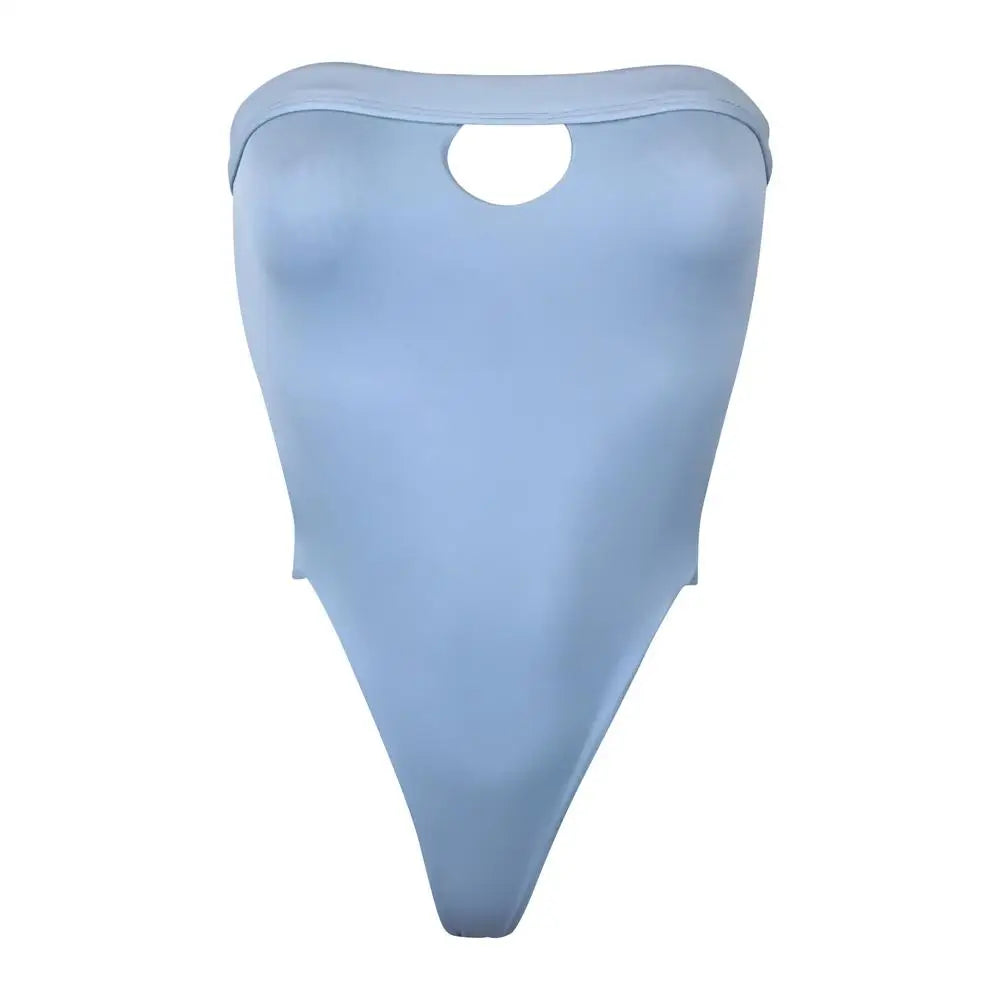 One Piece Swimsuit  Arrival Strapless High Leg Backless Swimwear Women Solid Bodysuit Monokini Swim Suit