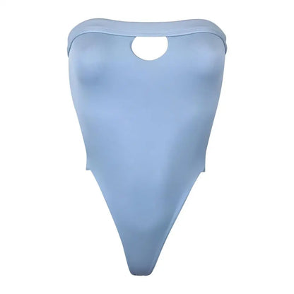 One Piece Swimsuit  Arrival Strapless High Leg Backless Swimwear Women Solid Bodysuit Monokini Swim Suit