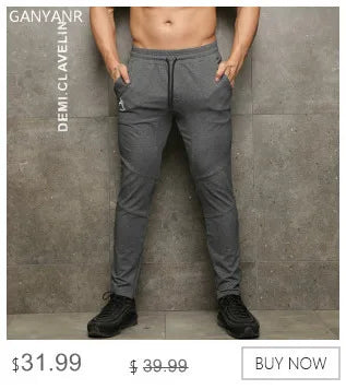 GANYANR Brand Running Pants Men Winter Fitness Crossfit Training Sports Jogger Long Trousers Athletic Loose Jogging Gym Training