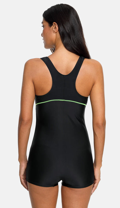 Women One Piece Sports Swimsuit Ladies Athletic Swimwear Racerback Padded Bikini Boyleg Beach Wear Bathing Suits